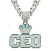 Personalizado mais novo design ice out ceo coroa fecho pingente hip hop bling prata cubano pingente para jóias rapper