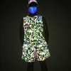 Мужские спортивные костюмы цвета радуги, светоотражающая майка, шорты, комплект из 2 предметов, мужская трикотажная дышащая дышащая спортивная рубашка без рукавов в стиле хип-хоп для бега 230909