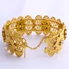 Luksusowe kobiety duże szerokie bransoletki Thai Baht 18 K Solid Fine G F Gold Dubai Style African Jewelry Bracelets z CZ Middle182e