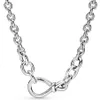 Original chunky infinity knut pärlor glida mig länk ormkedjan halsband för mode 925 sterling silver pärla charm diy smycken q0196j