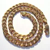 Amberta Stempel 925 Geel Solid 24k Goud GF Link Chain Heren Curb Cubaanse Ketting 600 10mm Italy236q