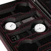 ウォッチボックス2/4 8スロット豪華なファッションメンホームブラックカラーカーボンファイバーボックストップ品質の時計のストレージ