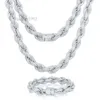 تمرير اختبار الماس 8 ملم 12 مم كامل VVS Moissanite المثلج خارج سلسلة sterling sier الرجال الهيب هوب المجوهرات الملتوية قلادة