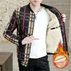 Mens Jackets Warm Wool Coats Autumn Winter Outwear Zipper clothes Jacket Outside Causal Sport Men's Clothing Plaid Pullovers Plus Size M-4XL