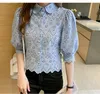 Camicette da donna Summer Basic Office Lady Blusas Vintage Lace Tops Elegante camicetta di chiffon Donne sciolte sciolte di camicie casual 2024