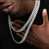 Män isade ut Miami Cuban 18K Gold Plated Bling Crystal Diamond 14mm Cuban Link Chain Hip Hop Punk Men Elegant Fashion Chain Halsband smycken