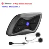 1Pcs Set Teleheer Intercom T6 Plus Bluetooth Headset Motorcycle Helmet 1500M Intercomunicador Moto Real-time For 2 Riders Waterpro242F