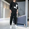 Tute da uomo 2023 nuovi uomini di autunno casual maglione sportivo pantaloni casual due pezzi set 2 moda stile coreano sportivo oversize abbigliamento uomo pantaloni T230910