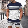 Męskie dresy letnie swobodny dróg mody Stripe Tshirt Shorts Zestaw starych kombinezonów joggingowych męski streś