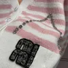 MIU z koralikami Sweter dzianin projektant bluzy haftowana bluza w szpic w drewniku swobodna koszula guzika zimowa ciepła płaszcz luksusowe ubrania damskie
