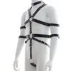 Sexy Men's PU Leather Full Body Adjustable Harness Belts Restraints Set Male Erotic Straps Gay Costume BDSM Bondage Bras Sets265J