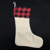 Plaid Christmas Stocking Sublimation Blanks Buffalo Xmas Gift Candy Socks Santa Pończochy Ozdób choinki