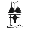 G-String Halter Set di reggiseni da donna Costumi erotici Reggiseno di pizzo trasparente Set di lingerie sexy Tentazione porno Sesso Exotic255A