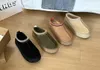 Damen-Designer-Tazz-Hausschuhe, Tasman-Kastanien-Hausschuhe, Pelz-Slides, klassische Ultra-Mini-Plattform, Schneestiefel, Australien-Wolle, Komfort, Winter