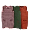 Summer Womens Knitted Dress Designer Sleeveless Vest Dress Sweater Luxury Elegant Jumper Skirt 3 Colors299D