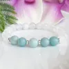 MG1511 Strand A -klass Amazonite White Jade Gemstone Armband Natural Snow Quartz Healing Crystals Axiety Yoga Mala Armband289C