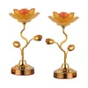 Ljushållare 2x Lotus Ghee Lamp Holder Elegant Tea Light Candleholder For Altar Wedding Table Centerpieces Desktop Festival