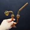 2 pcs Bola OD 30mm Queimador de Óleo de Vidro Tubo U Estilo Curvo Queima de Óleo Tubos de Água Bong Tubo Curvo Fumar Tabaco Seco Erva Tubo de Vidro com Base Balanceador