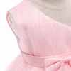 Robe de fête de premier anniversaire pour bébé fille de 12 mois, robes Tutu en Tulle avec nœud asymétrique épaule dénudée, Costume de princesse de concours pour bébé