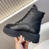 New Heavy duty chunky platform boots leather lace-up shoes combat boot low heel Platform Martin booties ankle luxury designers brands shoe factory footwear size35-41