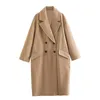 Dames trenchcoats 2023 dames lange windjack voor dames met knoopmouwen, warme, elegante wollen jas