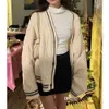 2023 Autumn Winter Knit Sweaters Womens Cardigan Fashion Embroidery Single Button V-neck Long Sleeve Thick Coat Outfits