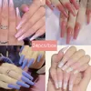 Falska naglar Långt ballerina Tryck på kistan Fransk matt Gradient Design Artifical Manicure Tool Nail Accessory Tips