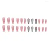 False Nails French Fashion Sparkling Lotus Long Ballerina Nail Tips Full Cover Detachable Press On DIY