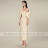 Partykleider Elegante Cocktial-Kleider für Frauen 2023 Schulterfreies Cocktail-Midi-Champagner-Mantel-einfaches Kleid
