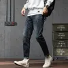 Jeans clássico masculino marca de moda casual estiramento retro jeans masculino fino ajuste xintang denim fábrica