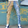 Erkek Kot 2021 High Street Düz Tulumlar Büyük Boy Hip-Hop Sarı Mavi Denim Pantolon Moda Sıradan264E