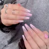 Falska naglar Långt ballerina Tryck på kistan Fransk matt Gradient Design Artifical Manicure Tool Nail Accessory Tips