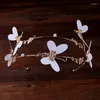 Hair Clips TUANMING Gold Butterfly Pearl Bride Wedding Tiara Hairband Jewelry Fashion Accessories Headdress Ornaments