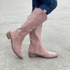 Bota ocidental botas outono inverno moda y salto cowboy estilo vintage país cowgirl branco longo 230911