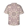 Herren-Freizeithemden und Lavendel-Lila-Mandala-Herren-Hawaii-Kurzarm-Button-Down-Strand-Tropen-Blumenmuster