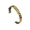 Luxo aberto pulseiras padrão grego antigo manguito bangle banshee medusa cabeça retrato 18k banhado a ouro designer feminino jóias271s