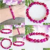 Beaded Mg1516-2 Strand A Grade Pink Agate Gemstone Bracelet Healing Crystals Mala Bracelets Womens Negative Energy Protectio Dhgarden Dhtcb