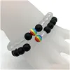 Perlen Sn1211 Neue Ankunft Regenbogen Candy Farbe Armband Matt Schwarz Onyx Energie Klar Kristall Heilung Yoga Großhandel Drop Del Dhgarden Dhnub