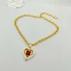 2023 Luxury quality Charm heart shape pendant necklace with red diamond in 18k gold plated have stamp box PS7520A283y