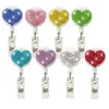 Diamond Heart Dractable Badge Holder 360 Rotation Wedding Party Offic Card Buckle