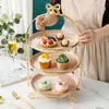 Bakeware Tools European Style Light Luxury British Cake Stand Dim Sum Rack Bow Creative Dessert Display Decorations Table Fruit Plate