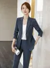 Kvinnors tvåbitar byxor Ladies Office Work Wear Formal Professional Women Business Suits Blazers Feminino Autumn Winter Pantsuits Byxor