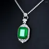 Anhänger Halsketten Foydjew Luxus Simulation Smaragd Prinzessin Quadrat Diamant High-end-Schmuck Micro Intarsien Voll Zirkon