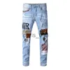 Jeans masculinos designer jeans homens carta marca branco preto rock revival calças motociclista calças homem calça buraco quebrado bordado tamanho 28-40 qualidade top x0911