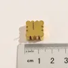 18K chapado en oro Marca de lujo Diseñadores Letras Ear Stud Acero inoxidable Geométrico Mujeres Acero Pendiente con estampado Joyería de boda G2391210PE-3