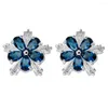 Stud Earrings Variously Colored Upper And Lower Flower Zircon Fashion For Women/girls At Wedding Parties ER-263