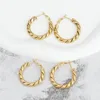 Orecchini a cerchio Orecchini a forma di corda intrecciata personalizzati in acciaio inossidabile placcato oro 18 carati Gioielli da donna