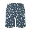 Men's Shorts Gym Daisy Flowers Casual Swim Trunks White Floral Print Quick Dry Sports Surf Plus Size Beach