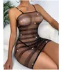 Sexy Set Frauen Sexy Video Bodycon Tube Nylon Streifen Kristall Diamanten Kleid Bodystocking Heiße Dessous 230808