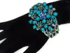 Braccialetto divertente braccialetto di moda con design floreale con strass di cristallo e perline turchesi
